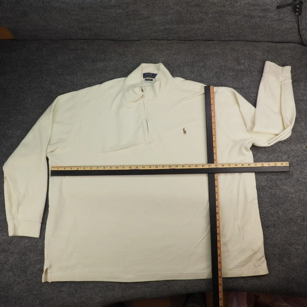 Polo Ralph Lauren Quarter Zip Mens 4XB Estate Rib Cream Solid Pullover Sweater